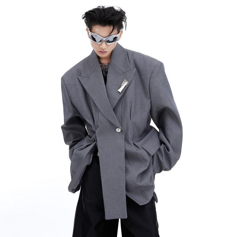 Deconstruction Twill Texture Large Profile Suit Jacket