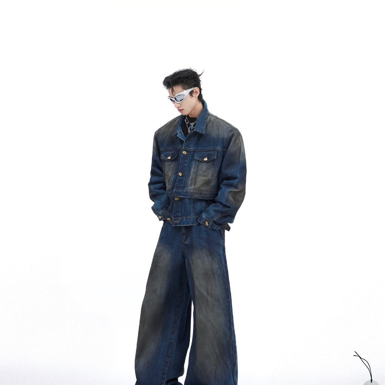 Waste Heavy Casual Pants Retro Distressed