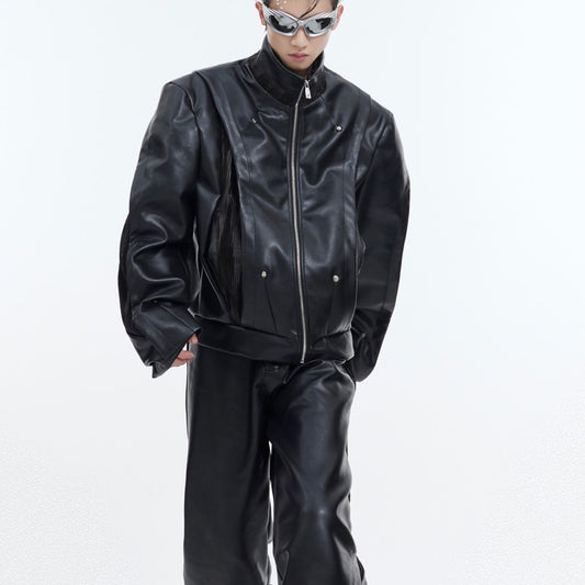 PU Coat Stitching Suit Men