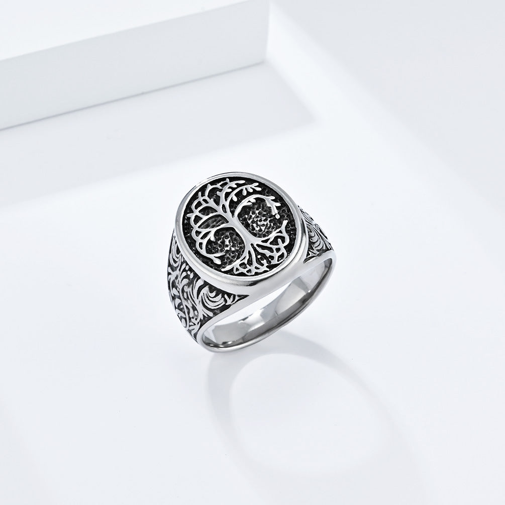 Retro Style Tree Of Life Titanium Steel Ring