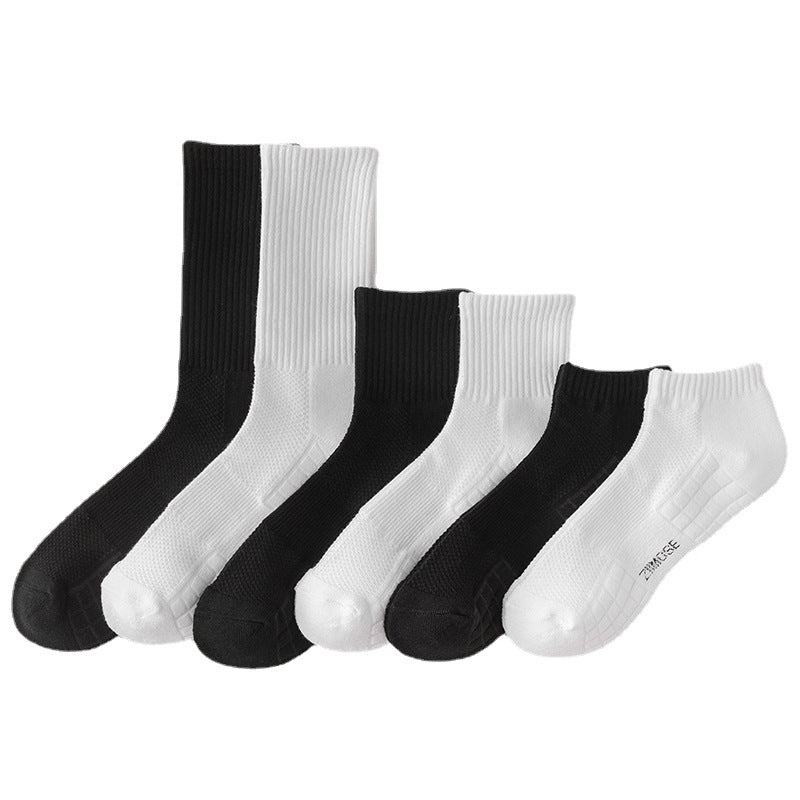 Absorbent Anti-odor Black and White High-top Basketball Socks