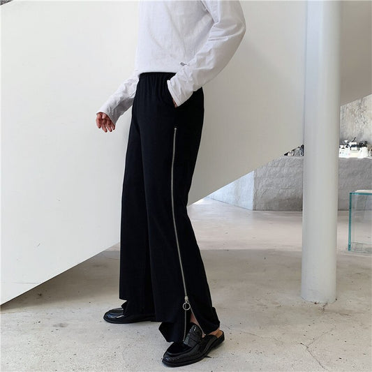 Zipped wide-leg pants