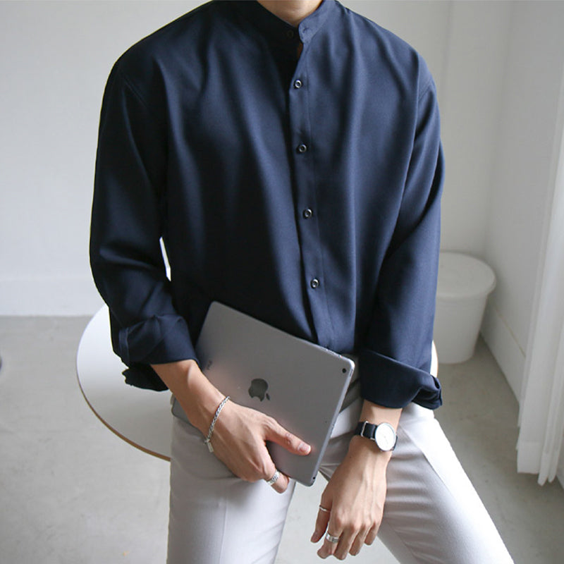 Stand-Up Collar Shirt Long Sleeve