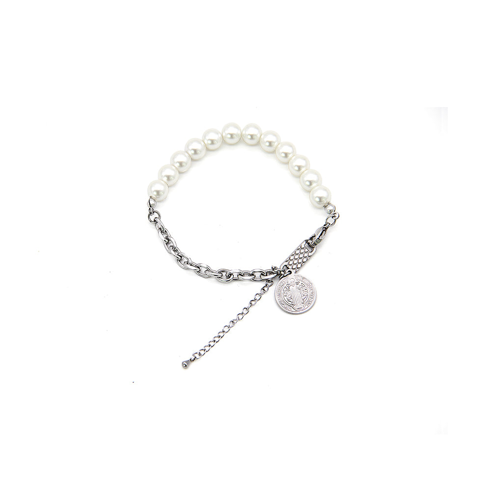 Lady Medal Pearl Adjustable Chain Bracelet(Unisex)