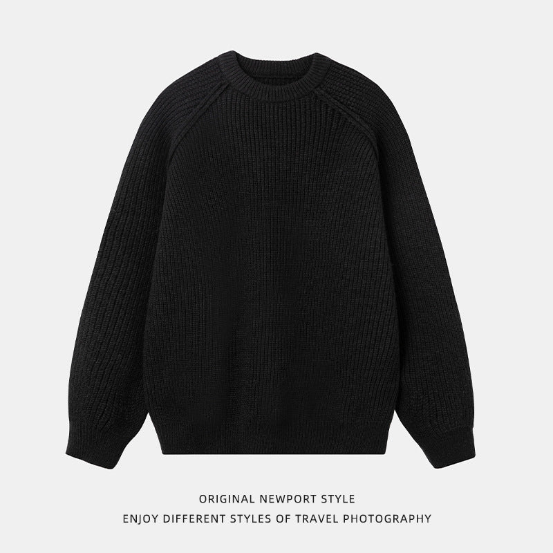 Three-dimensional Shoulder Line Round Neck Sweater