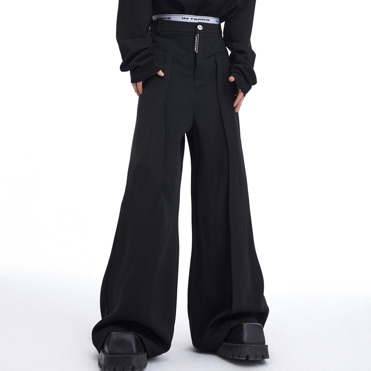 Split Pocket Design Casual Pants Wide Leg Trousers