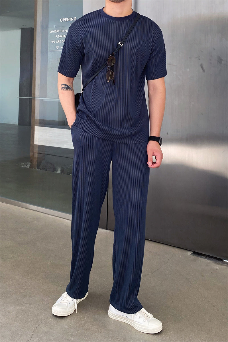 Thin Ice Silk Pleated Short-sleeved Suit Fashion