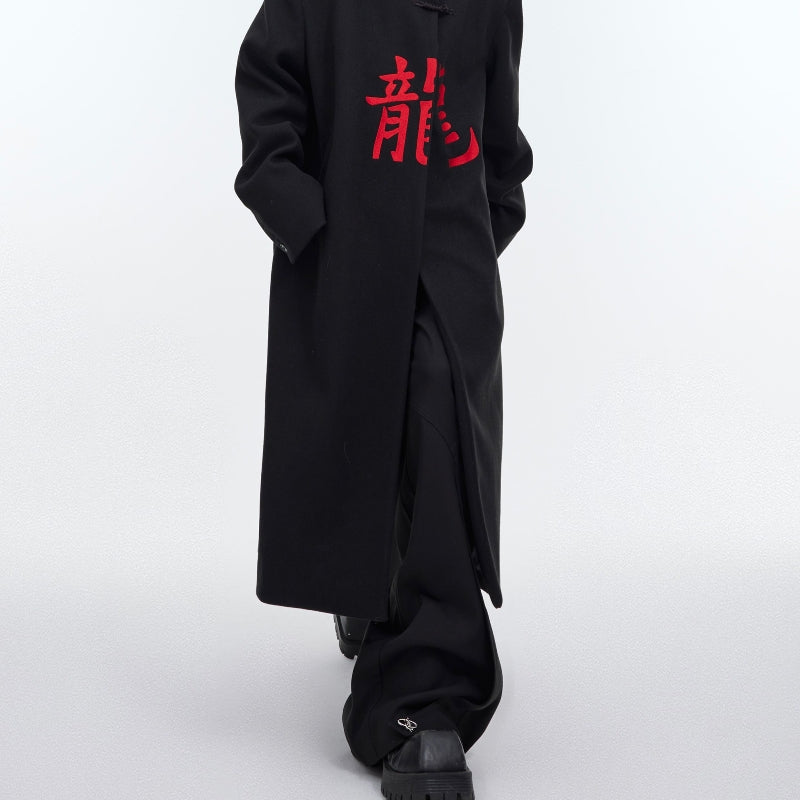 Woolen Coat Embroidery Design Sense Long Trench Coat