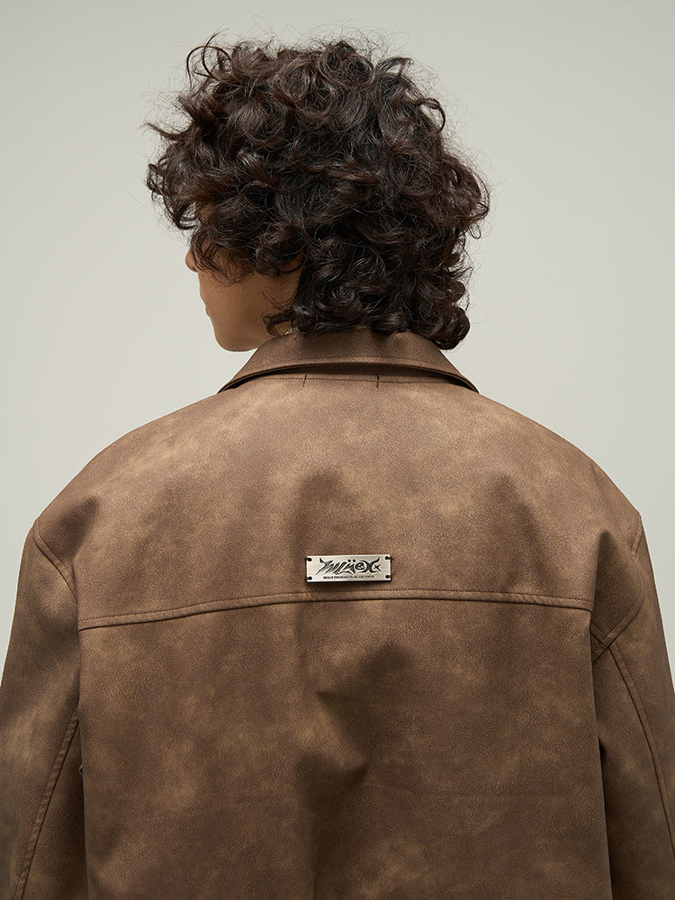 American Retro Brown Leather Jacket