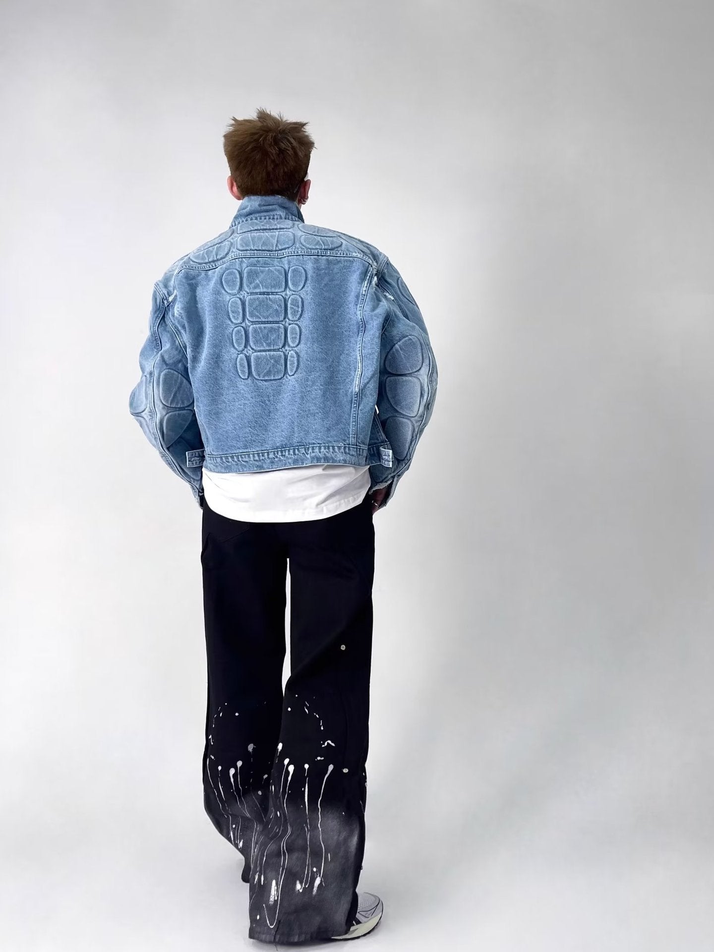 Ripped Motorcycle Denim Jacket Men's Clothing