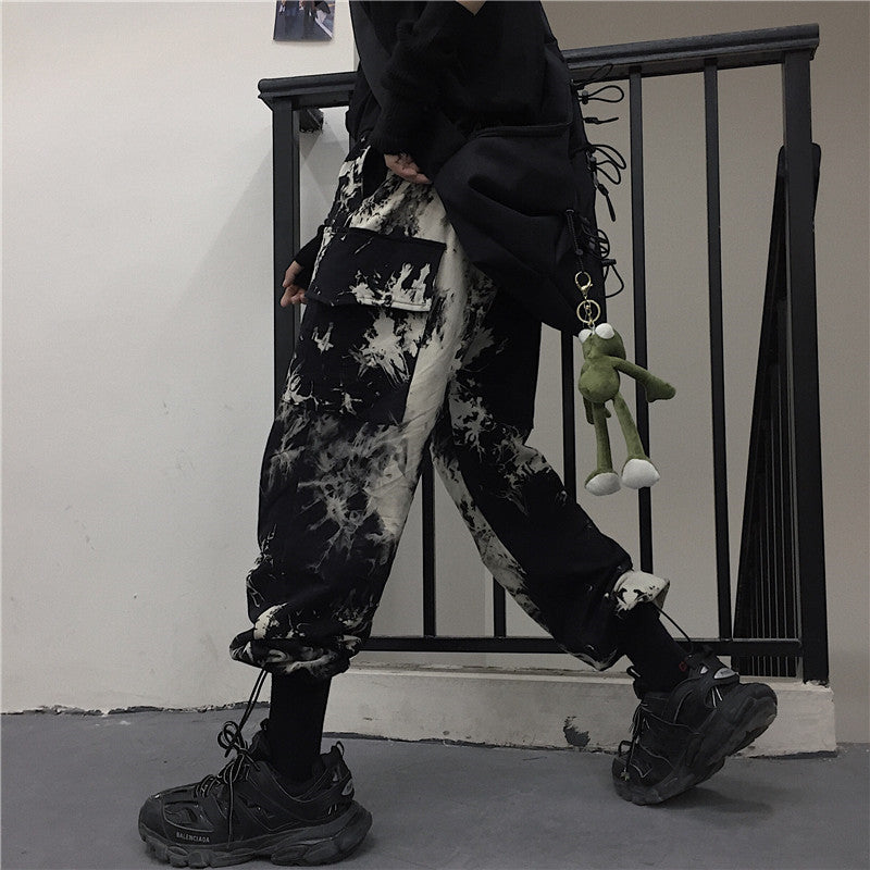 Tie-dye beam-leg loose Cargo Pants(Unisex)