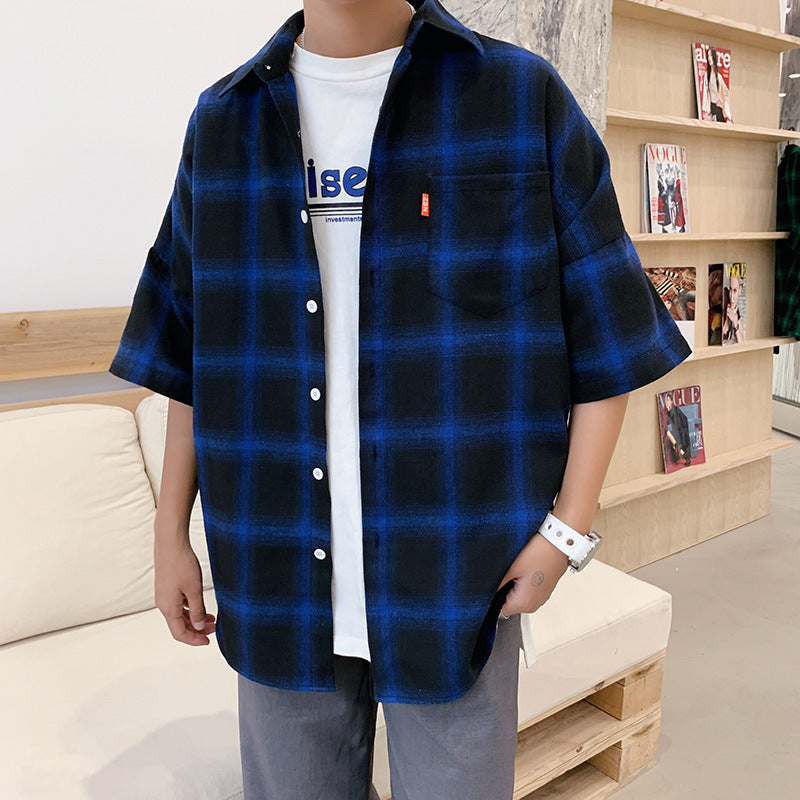 Plaid casual men's shirt