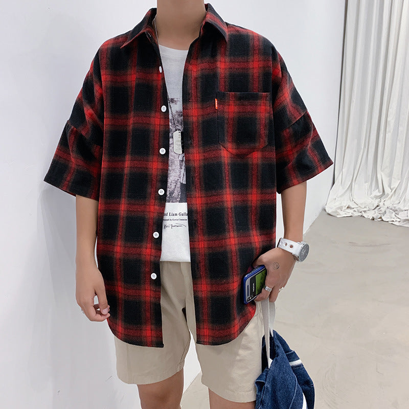 Plaid casual men's shirt