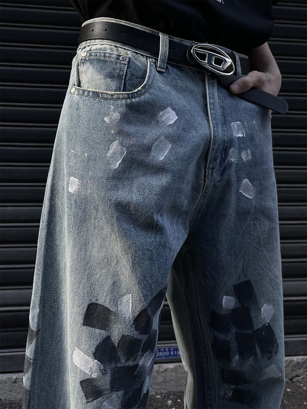 Flared Denim Wide Leg Trousers