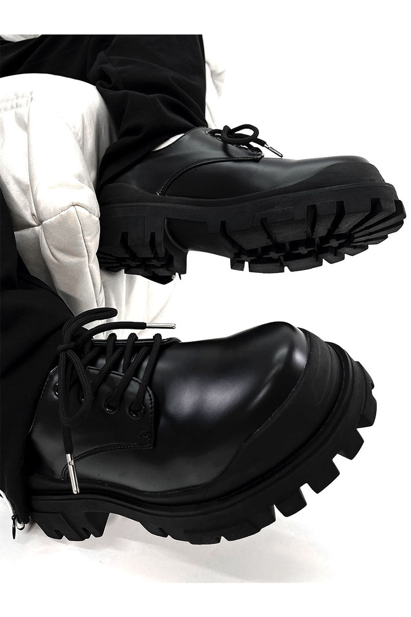 Thick Soled British Commuting Formal Attire, Black Elevated Leather Shoes