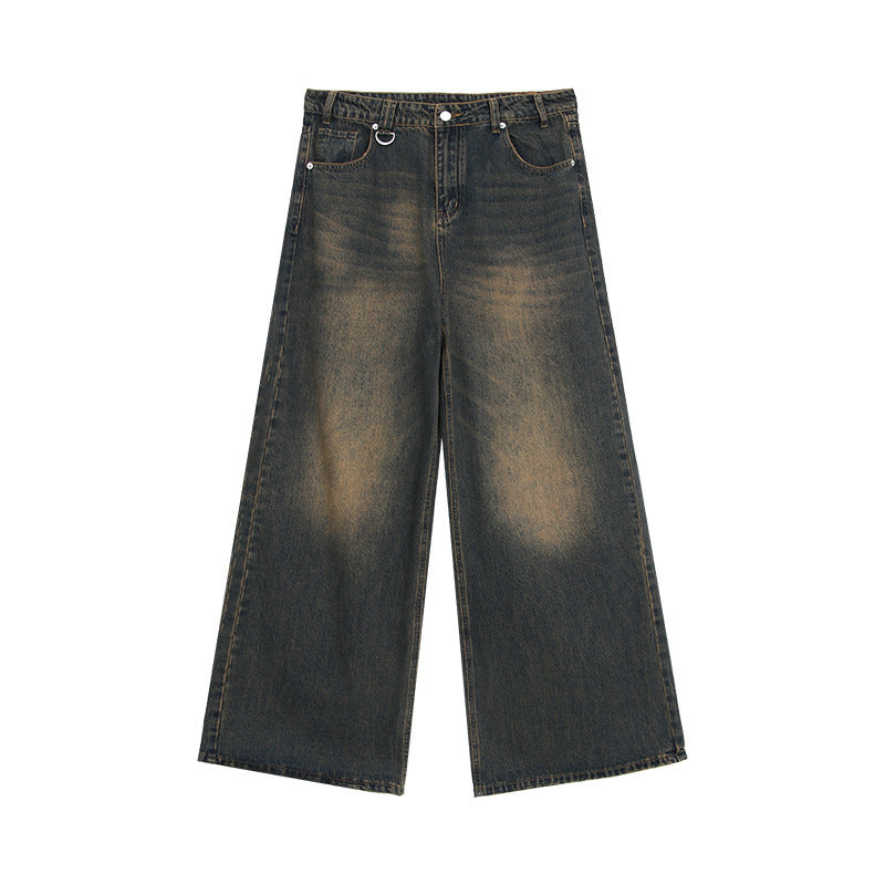 Fashion Retro Washed Straight Denim