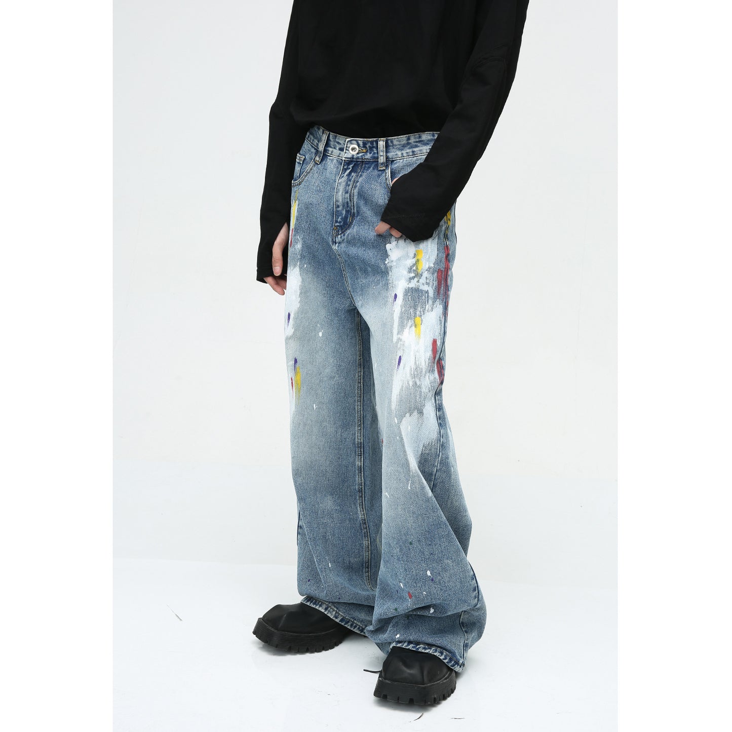 Niche Design Graffiti Loose Casual Jeans