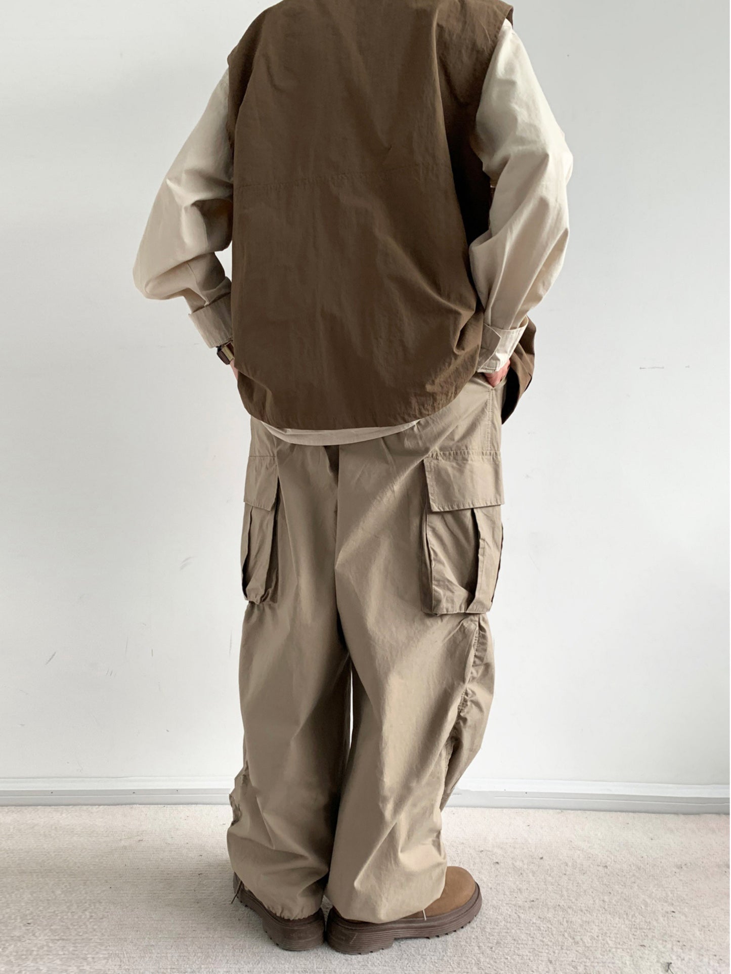 Retro Straight Wide-leg Cargo Pants