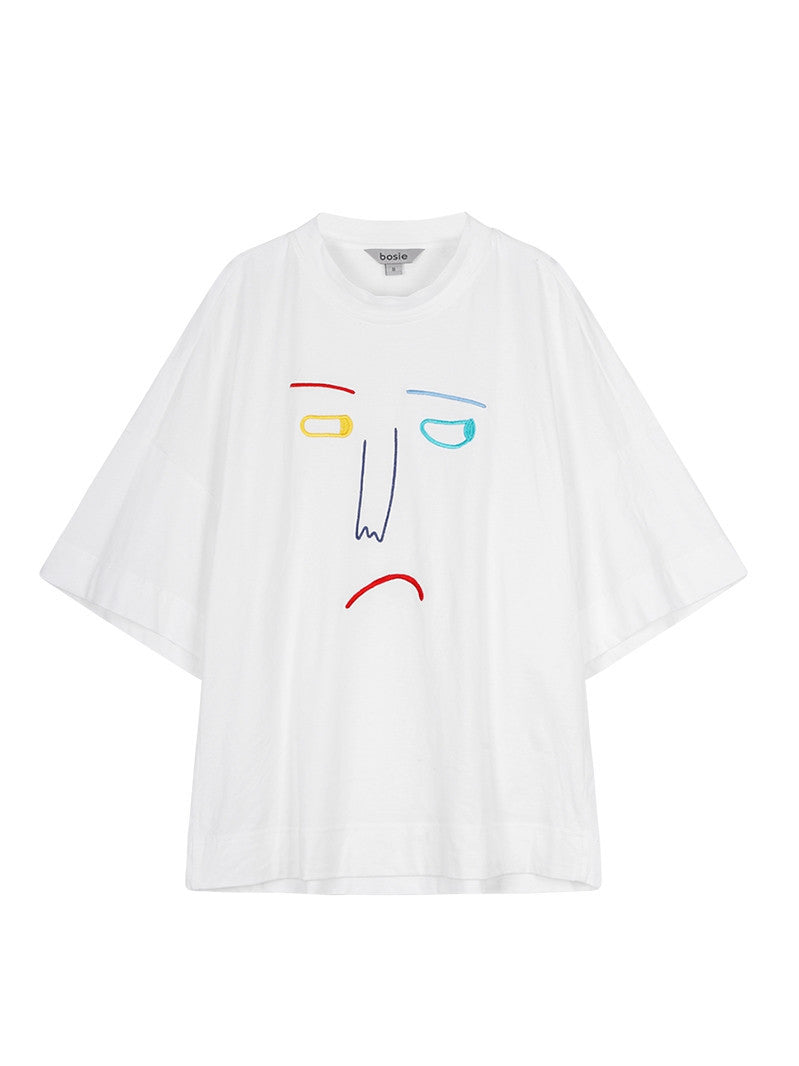 Limited-Duo Casual Embroidery Anime Round Neck