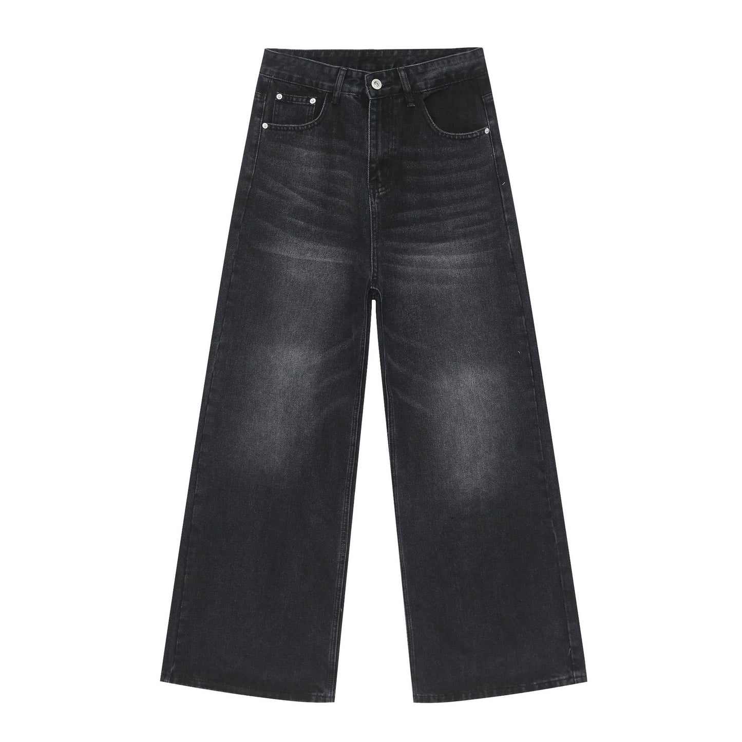 Washed-out Straight Wide Leg Denim