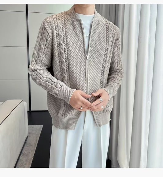 Design Sense Niche Zipper Knitted Cardigan For Men