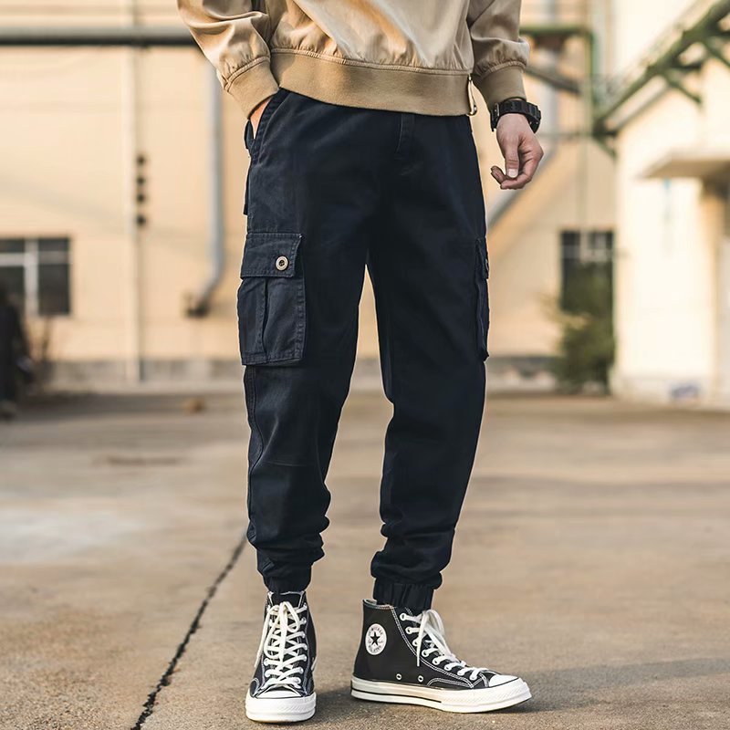 Retro Casual Multi-pocket Ankle Banded Cargo Pants