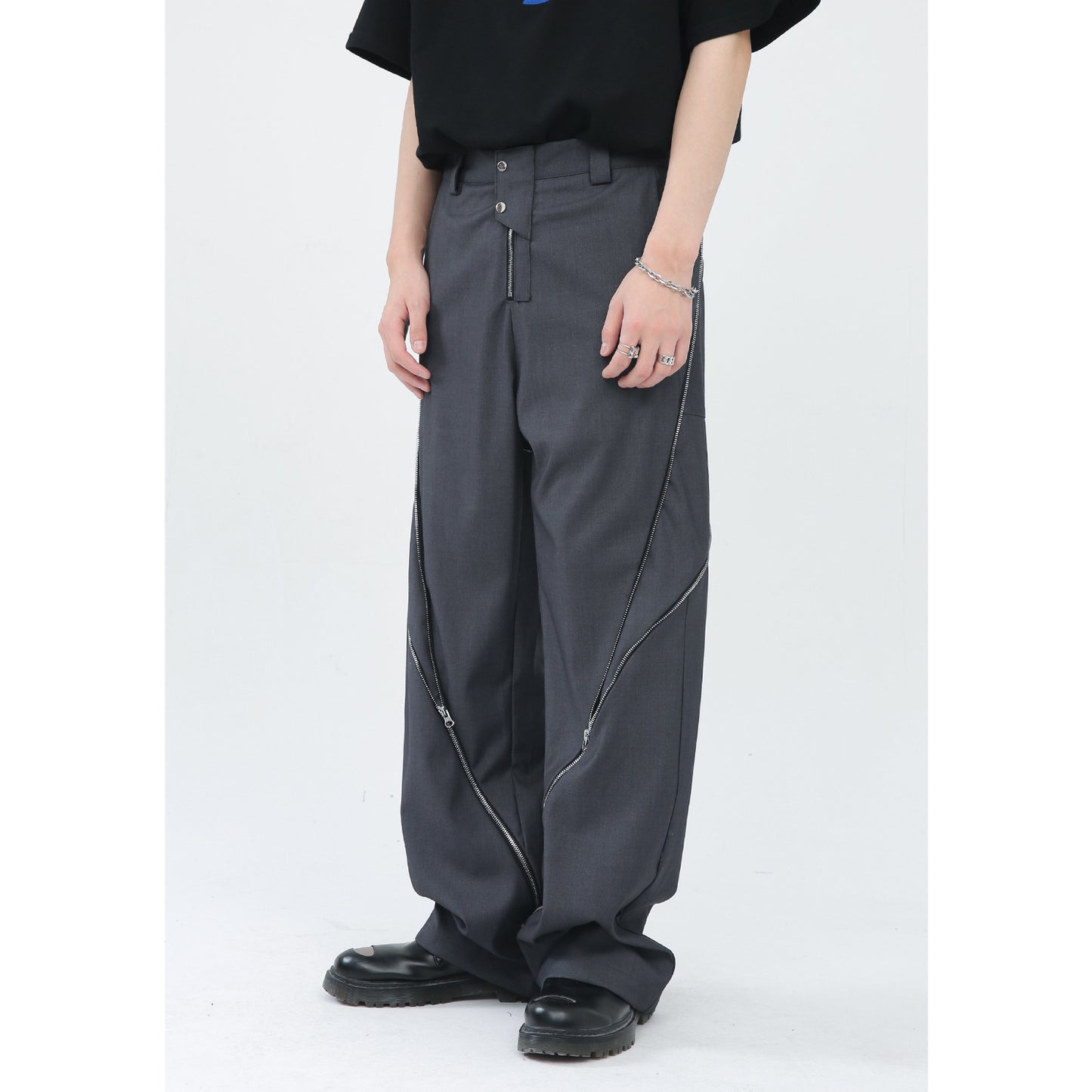 Korean Version Zipper Slit Micro Vertical Pants Men