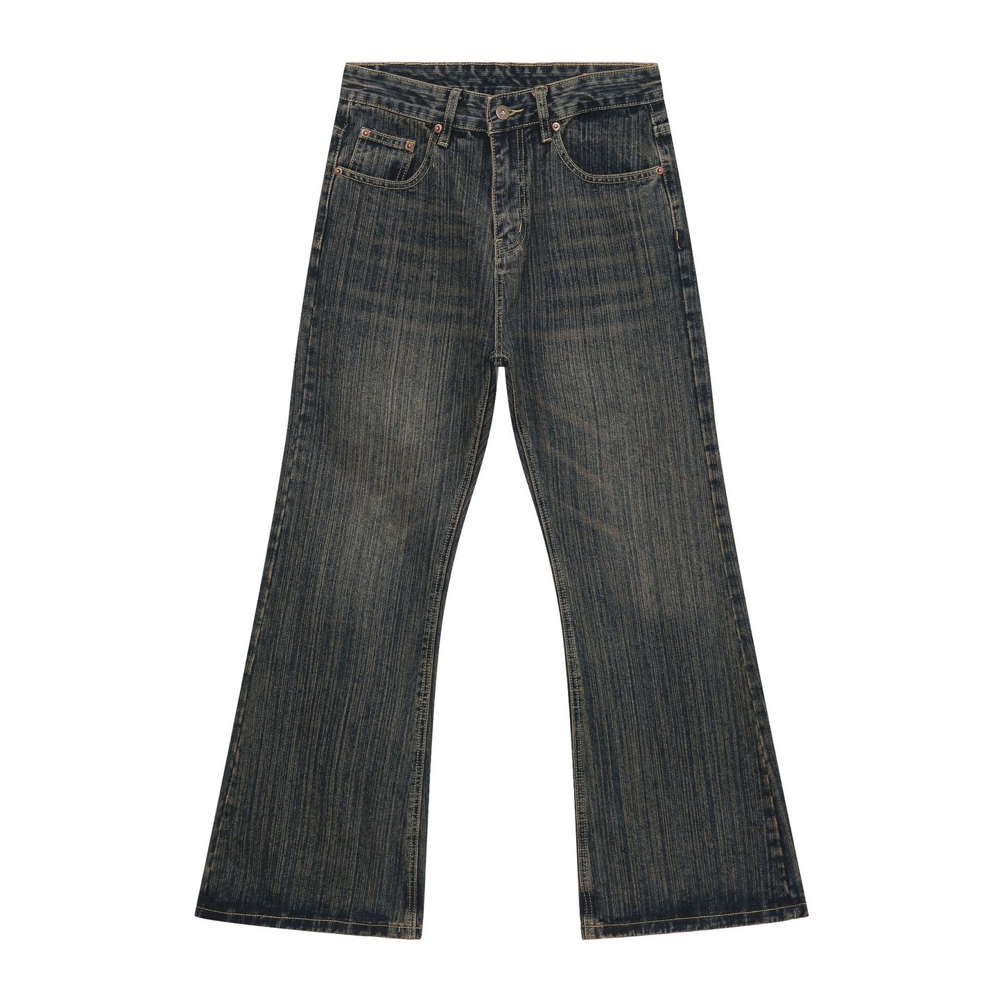 American Retro Slightly Flared Pu Jeans