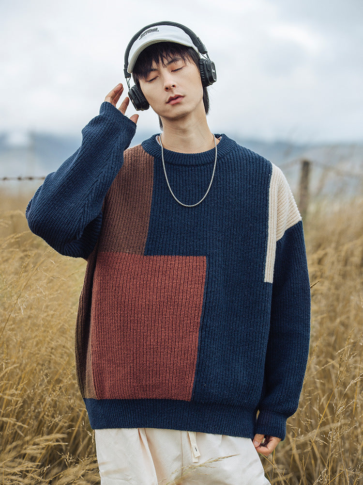 Block Stitching Knitwear Sweater