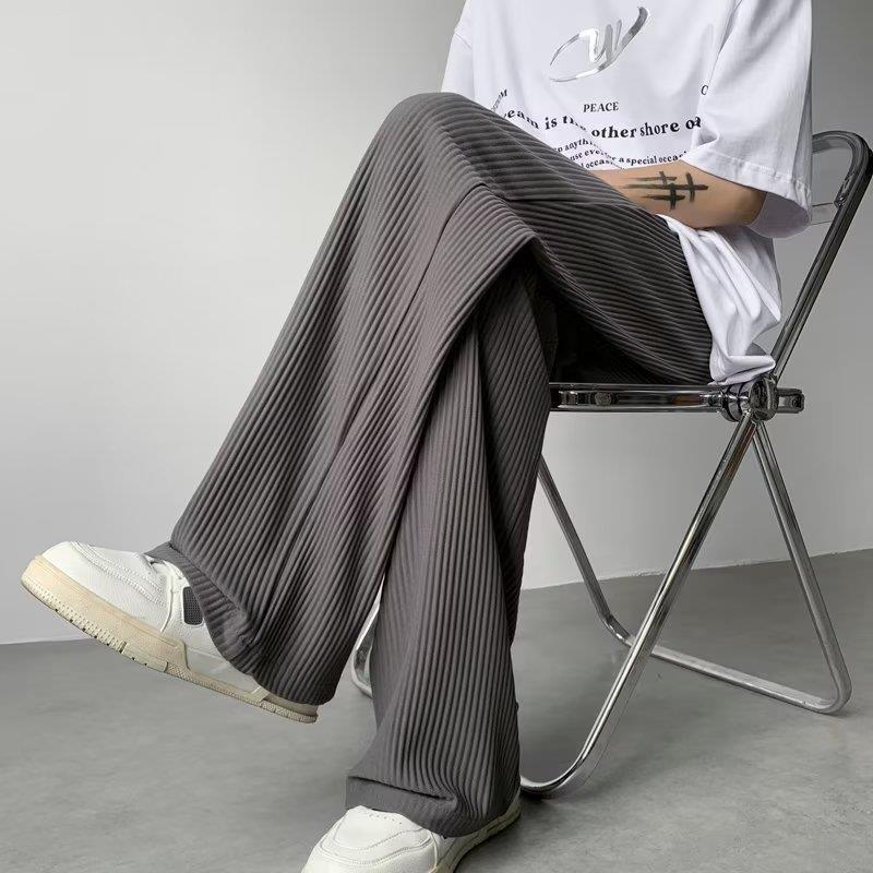 Pleated Texture Ice Silk Wide-leg Pants