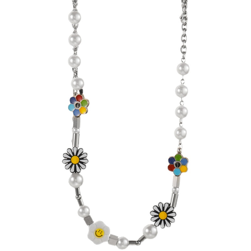 Creative Daisy Pearl Stitching Necklace (Unisex)