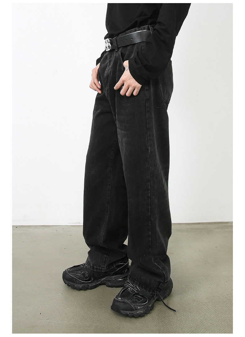 Loose Straight Jeans Men's Wide Leg Pants Trousers