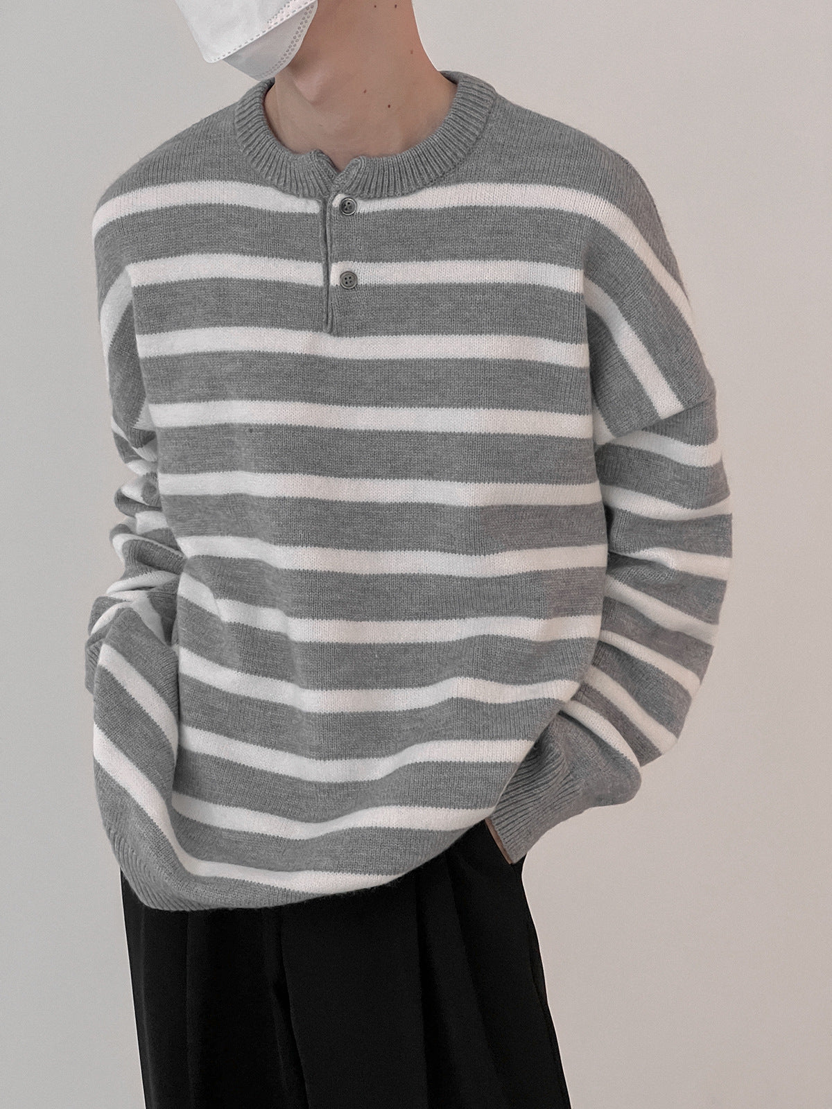 Textured Striped  Leisure Sweater