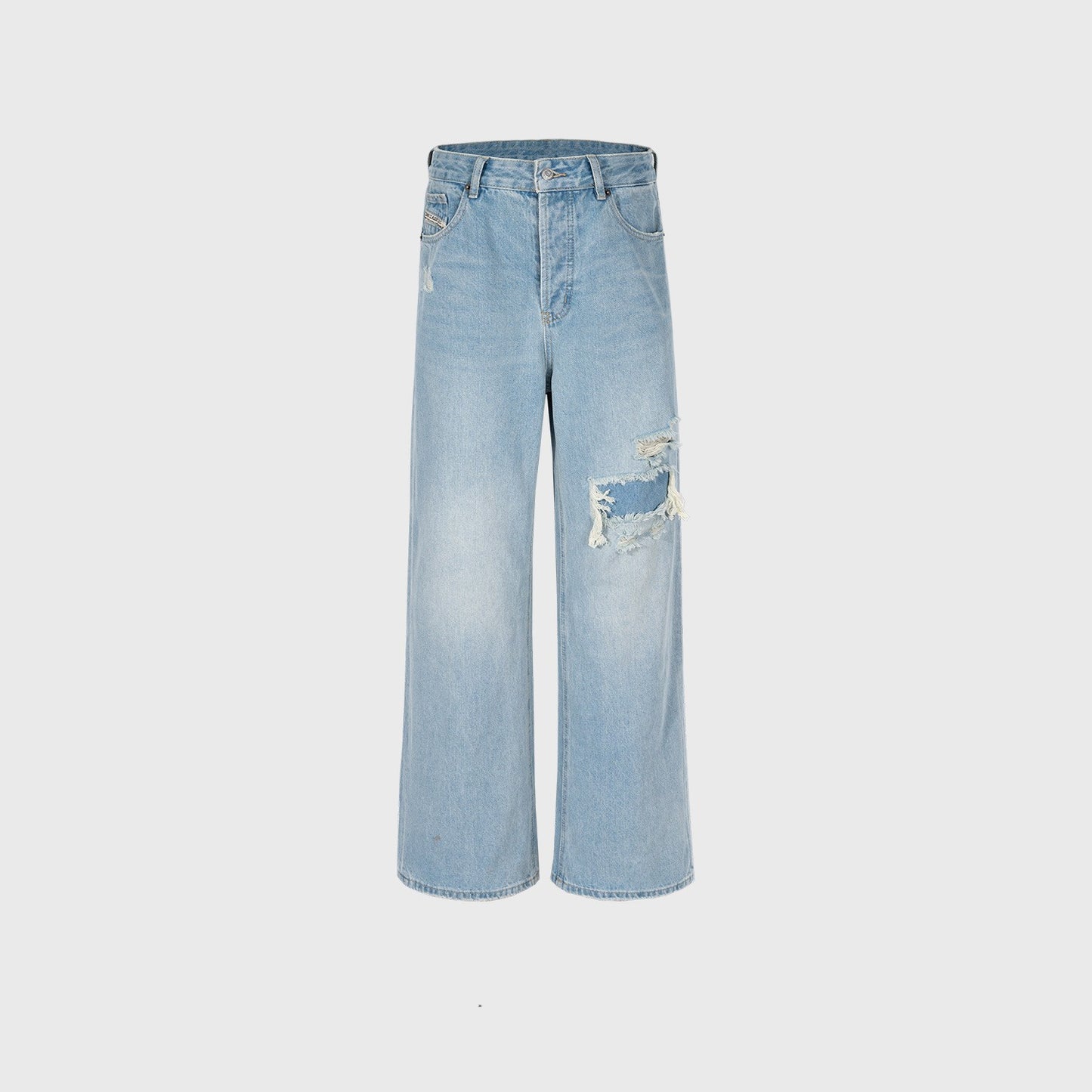 Wide Leg Damaged Jeans