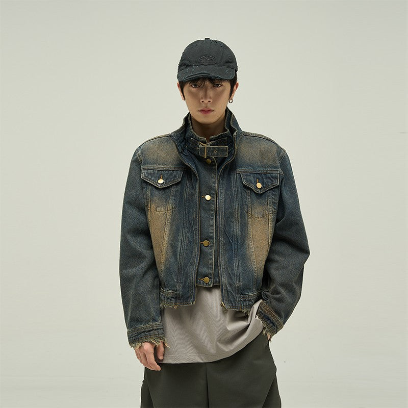 Fake Two-piece Motorcycle Denim Coat