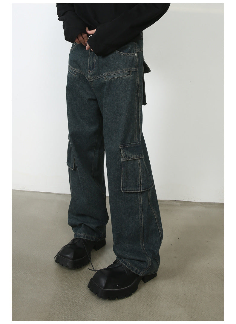 Multi-pocket American Washed Jeans