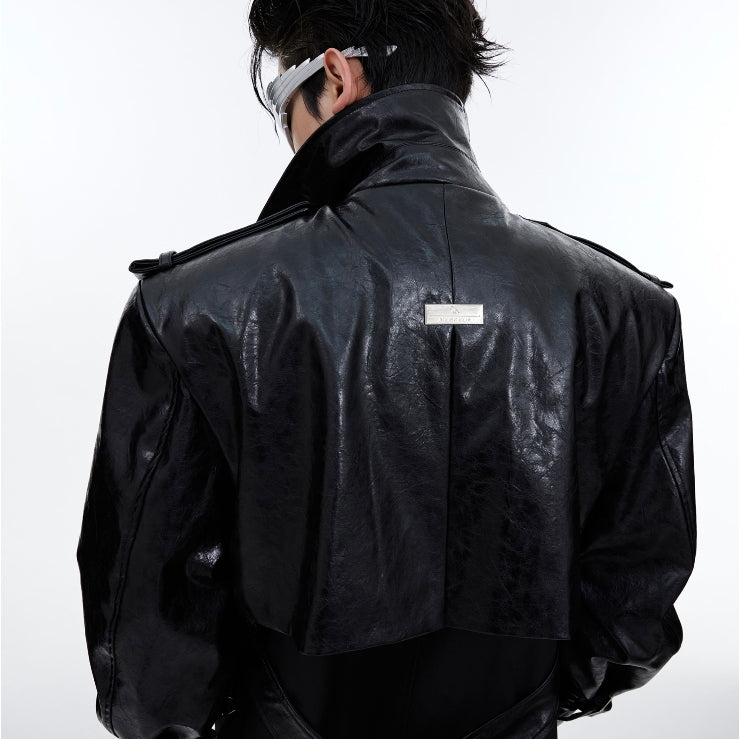 Niche Deconstruction-Stitching Padded Shoulder Coat