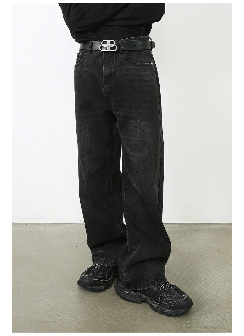 Loose Straight Jeans Men's Wide Leg Pants Trousers