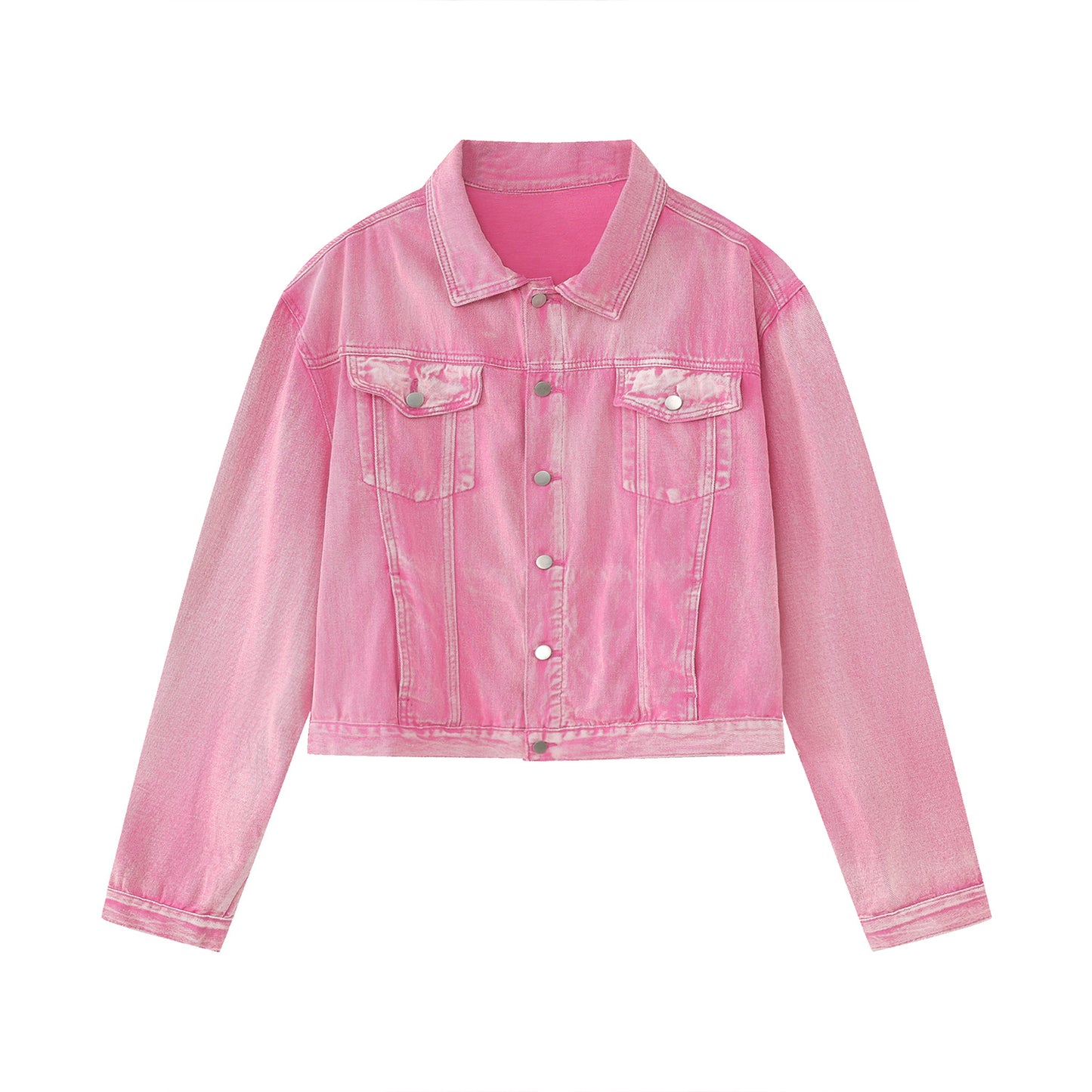 Pink Denim Jacket Straight Jeans For Men