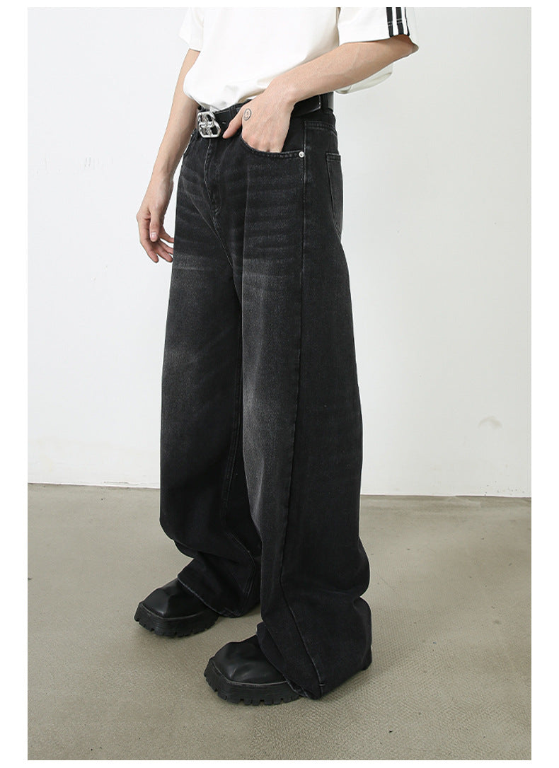 Washed-out Straight Wide Leg Denim