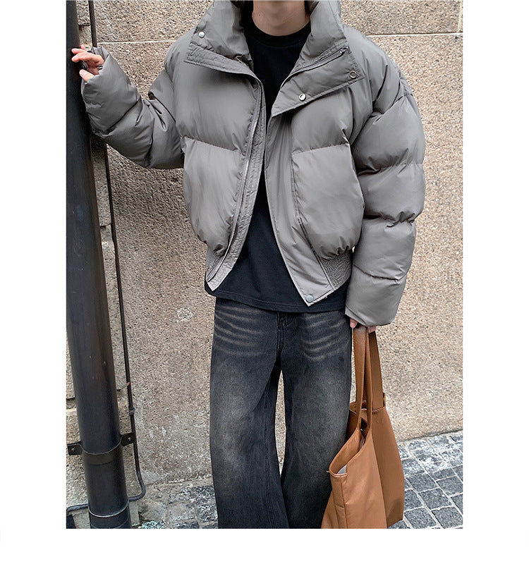 Versatile Stand Collar Zipper Cotton Coat