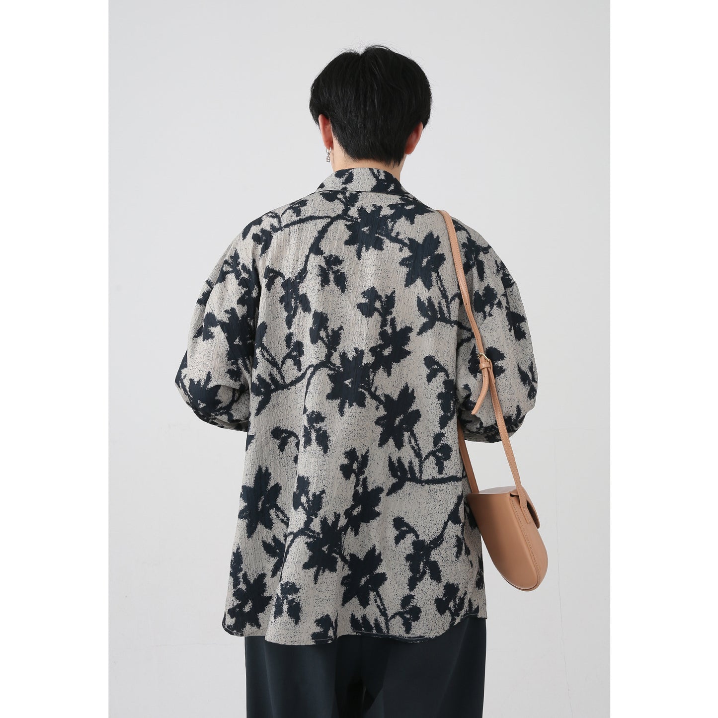 Vintage Ink Jacquard Contrast Smudge Long Sleeve Shirt