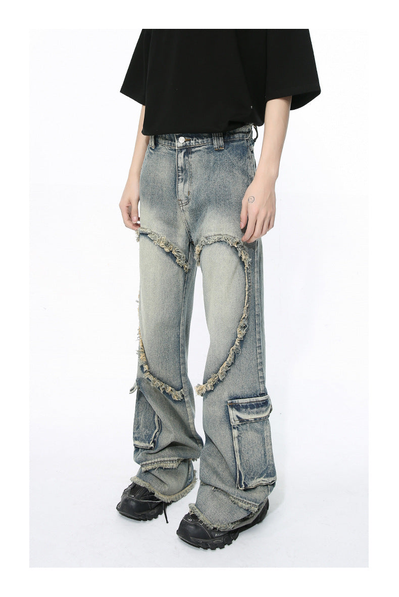 Niche Deconstructs Heavy Industry Wear Washed Casual Jeans