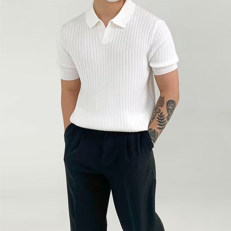 Solid Color Half Sleeve Polo Shirt