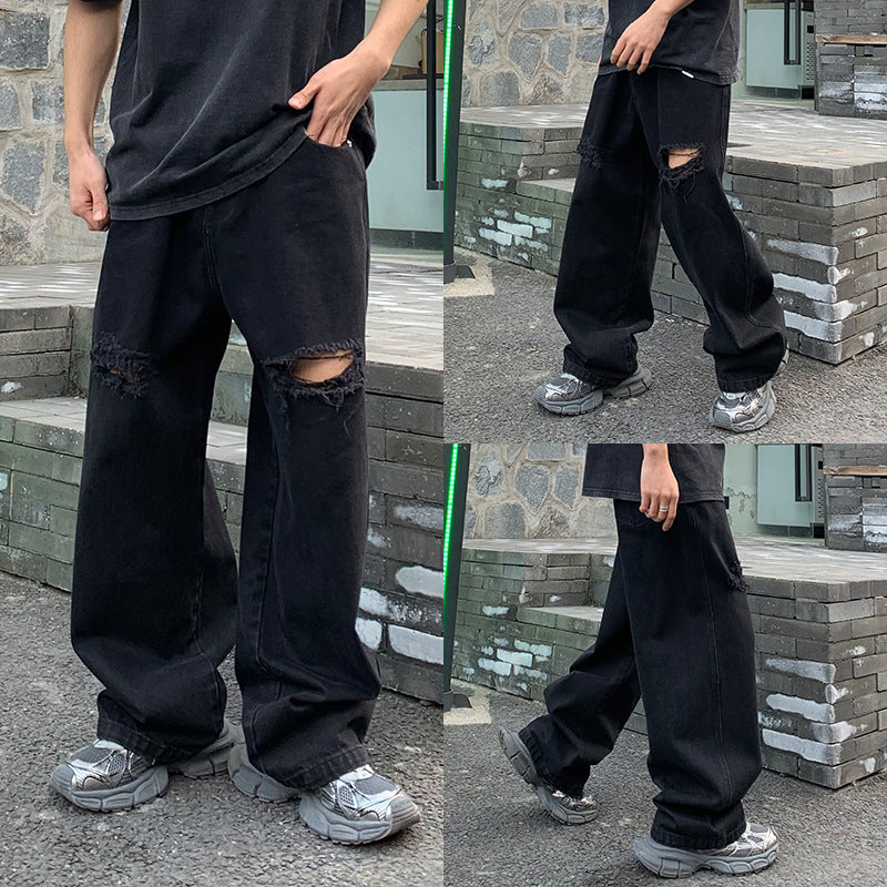 Black Loose Straight Jeans