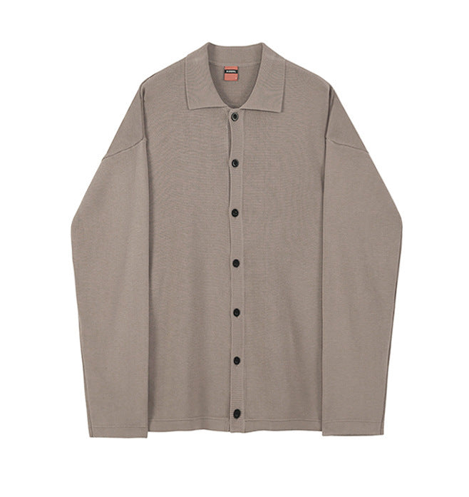 Lazy Wind Lapel Korean Style Solid Color Men's Sweater