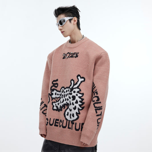 Heavy Niche Dragon Year Sweater Thin And Sparkling Design