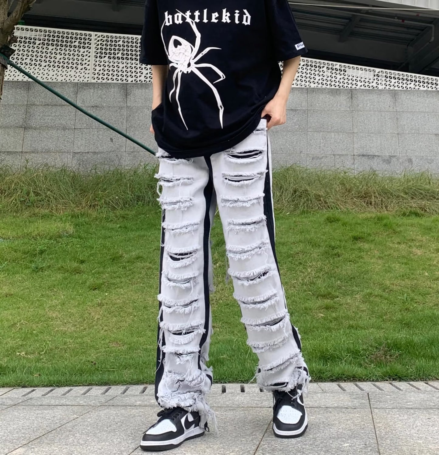 Ripped Jeans Street Straight Casual Versatile Trousers (Unisex)