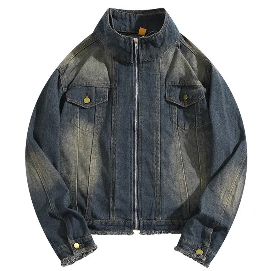 Fake Two-piece Motorcycle Denim Coat