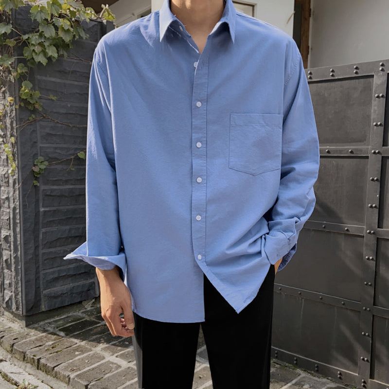 Japanese Solid Color Shirt Korean Style Trendy Handsome Shirt